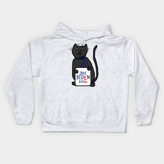 Cute Cat with Joe Biden 2024 Sign Kids Hoodie by ellenhenryart